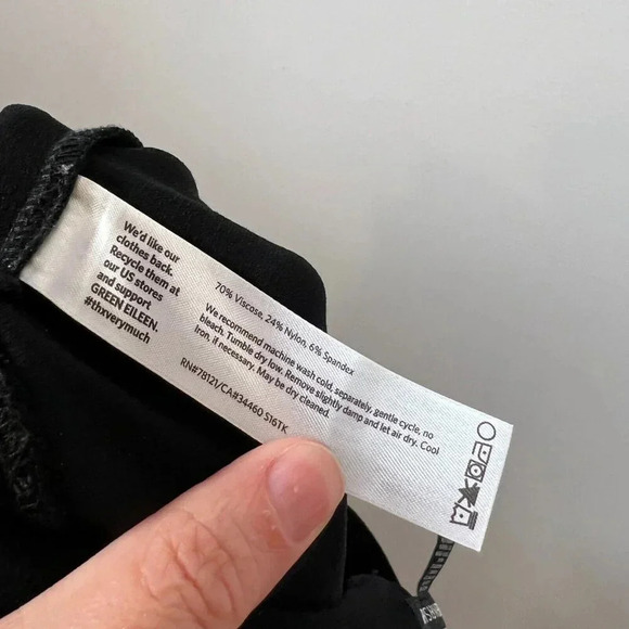 Eileen Fisher Pull On Pants Size Small Black Mid Rise Minimal Neutral Work - Picture 8 of 8